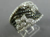 ESTATE LARGE 2.24CT WHITE & BLACK DIAMOND 14KT WHITE GOLD MULTI ROW FLOWER RING