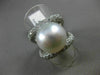 ESTATE EXTRA LARGE 3CT DIAMOND & AAA SOUTH SEA PEARL 18K WHITE GOLD RING 20571