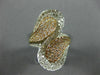 ESTATE WIDE 2.92CT DIAMOND 14K WHITE & ROSE GOLD MULTI ROW CRISS CROSS LEAF RING