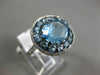 ESTATE LARGE 5.68CT DIAMOND & AAA BLUE TOPAZ 14KT WHTIE GOLD 3D DOUBLE HALO RING