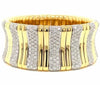 LARGE 6.19CT DIAMOND 18KT 2 TONE GOLD 3D MULTI BAR FLEXIBLE CUFF BANGLE BRACELET