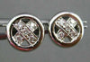 ESTATE .20CT DIAMOND 14KT WHITE GOLD X CIRCULAR PAVE STUD EARRINGS 8mm #16568