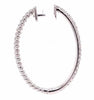 ESTATE .55CT DIAMOND 18KT WHITE GOLD 3D ROUND CLASSIC OVAL HOOP HANGING EARRINGS