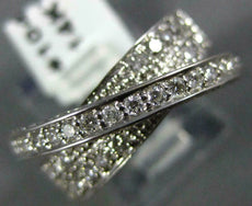 ESTATE WIDE 1.50CT DIAMOND 14KT WHITE GOLD 3D CRISS CROSS ANNIVERSARY RING #1040