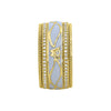 WIDE .46CT DIAMOND & WHITE ENAMEL 18KT YELLOW GOLD 3D FILIGREE ANNIVERSARY RING