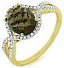 ESTATE 2.22CT DIAMOND & AAA SMOKY TOPAZ 14KT YELLOW GOLD OVAL INFINITY LOVE RING