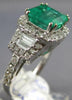 LARGE 3.67CT DIAMOND & AAA EMERALD 14KT WHITE GOLD HALO FILIGREE ENGAGEMENT RING
