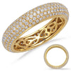 ESTATE 1.36CT DIAMOND 14KT YELLOW GOLD MULTI ROW PAVE ETERNITY ANNIVERSARY RING