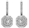 .55CT DIAMOND 14KT WHITE GOLD 3D ROUND & BAGUETTE OCTAGON FUN HANGING EARRINGS