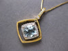 LARGE 1.65CT DIAMOND & AAA AQUAMARINE 14KT 2 TONE GOLD CUSHION & ROUND PENDANT