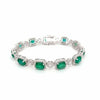 LARGE 13.35CT DIAMOND & AAA EMERALD 18KT WHITE GOLD ROUND & EMERALD CUT BRACELET
