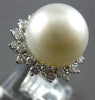 EXTRA LARGE .98CT DIAMOND & AAA SOUTH SEA PEARL 18KT WHITE GOLD FLORAL LOVE RING
