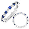 .78CT DIAMOND & AAA SAPPHIRE 14KT WHITE GOLD 3D ETERNITY BAMBOO ANNIVERSARY RING