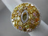 GIA EXTRA LARGE 4.22CT WHITE & MULTI COLOR DIAMOND 18K YELLOW GOLD 3D ROUND RING