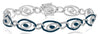 4.19CT WHITE & BLUE DIAMOND 14KT WHITE GOLD 3D MULTI OVAL LINK ETERNITY BRACELET