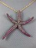 ESTATE EXTRA LARGE 3.75CT AAA PINK SAPPHIRE 18KT ROSE GOLD STAR FISH FUN PENDANT