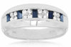 ESTATE .55CT DIAMOND & AAA SAPPHIRE 14KT WHITE GOLD 3D FLOWER ANNIVERSARY RING