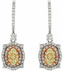 ESTATE 1.41CT WHITE FANCY YELLOW & PINK DIAMOND 14KT WHITE GOLD FLOWER EARRINGS