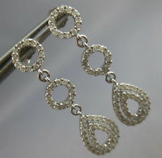 .95CT DIAMOND 14K WHITE GOLD 3D CIRCLE OF LIFE DOUBLE TEAR DROP HANGING EARRINGS