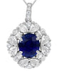 4.03CT DIAMOND & AAA SAPPHIRE 18KT WHITE GOLD 3D OVAL PEAR SHAPE & ROUND PENDANT