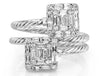 LARGE 1.04CT DIAMOND 18KT WHITE GOLD ROUND & BAGUETTE DOUBLE SQUARE SNAKE RING