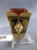 EXTRA LARGE 36.70CT DIAMOND AAA CITRINE 14KT YELLOW GOLD EMERALD CUT FLOWER RING