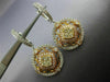 ESTATE LARGE 2.37CT WHITE & FANCY YELLOW DIAMOND 18K 2 TONE GOLD FLOWER EARRINGS