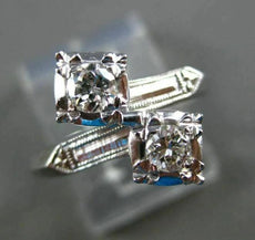 ANTIQUE WIDE .60CT DIAMOND 14KT WHITE GOLD DOUBLE HEADED FUN RING STUNNING 17259