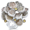 LARGE 27.18CT WHITE & MULTI COLOR DIAMOND 18KT WHITE GOLD 3D FLOWER FUN RING