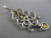 ESTATE LARGE 3.66CT DIAMOND 18KT TWO TONE GOLD CHANDELIER HEART HANGING EARRINGS