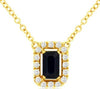 .48CT DIAMOND & AAA SAPPHIRE 14KT YELLOW GOLD 3D EMERALD CUT HALO LOVE NECKLACE