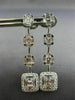 ESTATE 1.85CT DIAMOND 18KT WHITE GOLD JOURNEY HALO SQUARE STUD HANGING EARRINGS