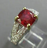 WIDE 1.65CT DIAMOND & AAA CUSHION CUT SPINAL 14K TWO TONE GOLD ENGAGEMENT RING