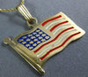 ESTATE LARGE 14KT YELLOW GOLD 3D HANDCRAFTED ENAMEL AMERICAN FLAG PENDANT #25299