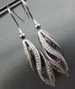 ESTATE 6.72CT DIAMOND & AAA AMETHYST 18KT WHITE GOLD MULTI WAVE HANGING EARRINGS