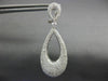 ESTATE LARGE 2.90CT DIAMOND 18K WHITE GOLD 3D TEAR DROP CLIP ON HANGING EARRINGS