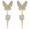 ESTATE .52CT DIAMOND 14KT YELLOW GOLD 3D FLOWER BUTTERFLY FUN HANGING EARRINGS