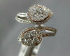 LARGE .80CT DIAMOND 14KT WHITE GOLD 3D DOUBLE PEAR SHAPE CRISS CROSS SNAKE RING