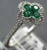 .43CT DIAMOND & AAA EMERALD 18KT WHITE GOLD ROUND 4 LEAF CLOVER FLOWER LOVE RING