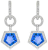 4.91CT DIAMOND & AAA BLUE TOPAZ 14KT WHITE GOLD PENTAGON HALO CIRCULAR EARRINGS