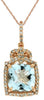 1.95CT DIAMOND & AAA AQUAMARINE 14KT ROSE GOLD 3D ROUND & CUSHION CROWN PENDANT