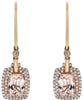3.46CT DIAMOND & AAA MORGANITE 18KT ROSE GOLD CUSHION & ROUND HANGING EARRINGS