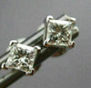 ESTATE .48CT PRINCESS CUT DIAMOND 14K WHITE GOLD 3D CLASSIC STUD EARRINGS #22068