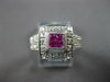 ESTATE WIDE .84CT DIAMOND & AAA RUBY 14K WHITE GOLD PRINCESS & ROUND SQUARE RING