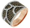 Estate 1.54Ct White & Mocha Diamond 14Kt Rose Gold 3D Multi Row Criss Cross Love Ring