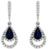 .75CT DIAMOND & AAA SAPPHIRE 14KT WHITE GOLD PEAR SHAPE & ROUND HANGING EARRINGS