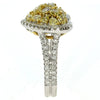 LARGE 2.95CT WHITE & FANCY YELLOW DIAMOND 18KT 2 TONE MULTI SHAPE CLUSTER RING
