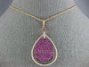 ESTATE LARGE 2.47CT DIAMOND & AAA PINK SAPPHIRE 18KT ROSE GOLD TEAR DROP PENDANT