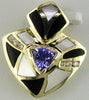 .51CT DIAMOND & AAA TANZANITE ONYX & MOTHER OF PEARL 14KT YELLOW GOLD 3D PENDANT