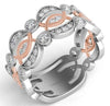 LARGE .68CT DIAMOND 14K WHITE & ROSE GOLD SEMI INFINITY 3/4TH ETERNITY LOVE RING